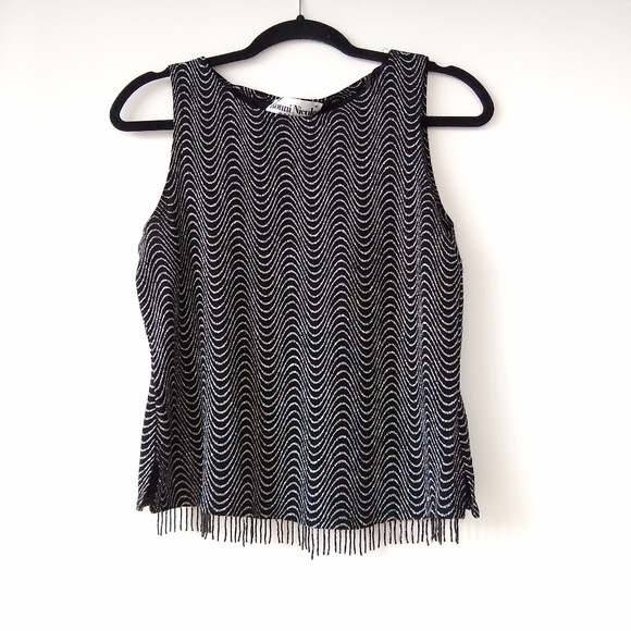 ๐ vintage sparkle and beaded tassel black tank - Picture 1 of 3